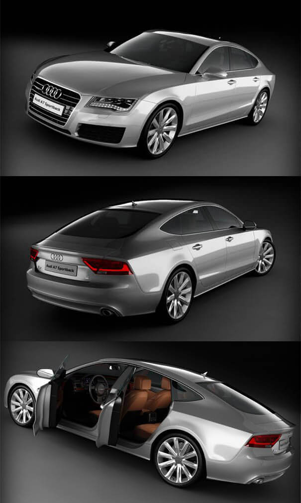 奥迪Audi A7 sportback汽车3D模型（OBJ,FBX,MAX,C4D,LWO）插图