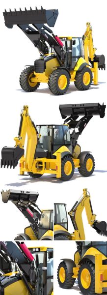 CAT 444E挖掘装载机3D模型（OBJ,FBX,MAX）