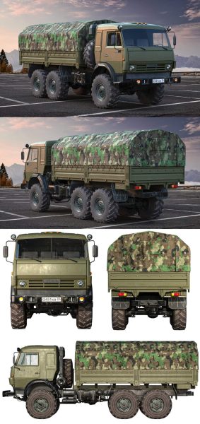 Kamaz 5350军用卡车3D模型（OBJ,FBX,MAX,C4D,LWO）