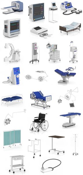 医院医疗仪器3D模型集合-MAX | FBX | OBJ | TEX