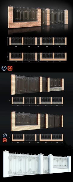 镂空金属栅栏围墙3D模型（OBJ,FBX,MAX）
