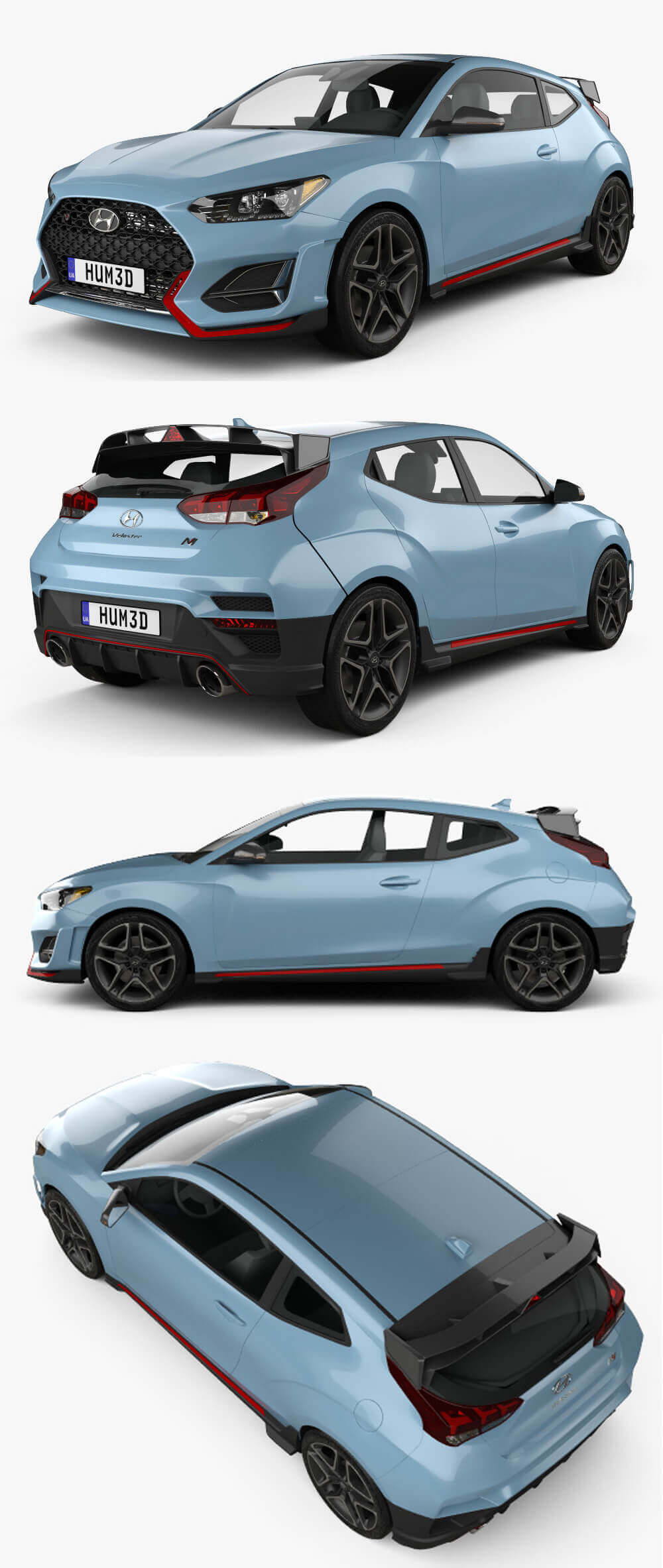 现代Hyundai Veloster N 2018汽车3D模型（OBJ,FBX,MAX,C4D,LWO）插图