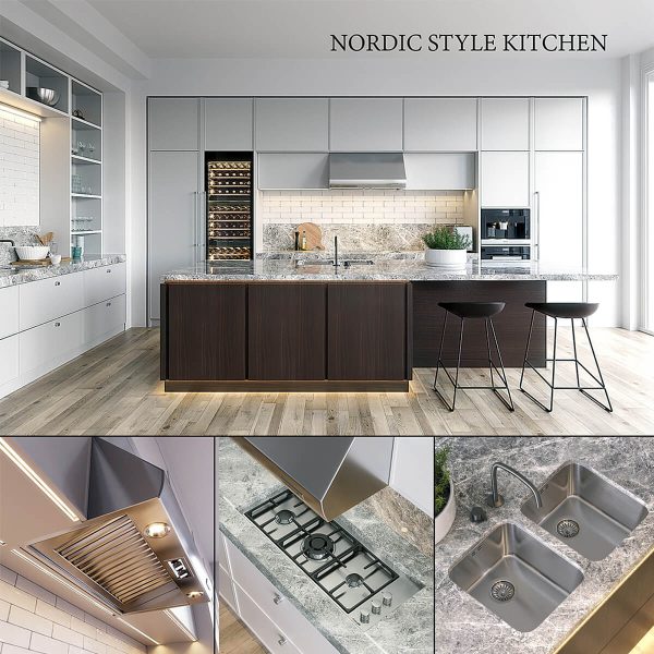 NOLTE Carisma北欧风格厨房设计 厨房场景3D模型（OBJ,MAX）