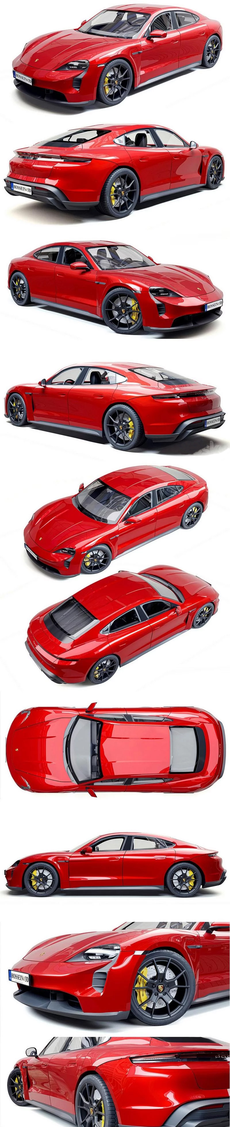 2022保时捷Porsche Taycan GTS汽车3D模型（OBJ,FBX,MAX）插图