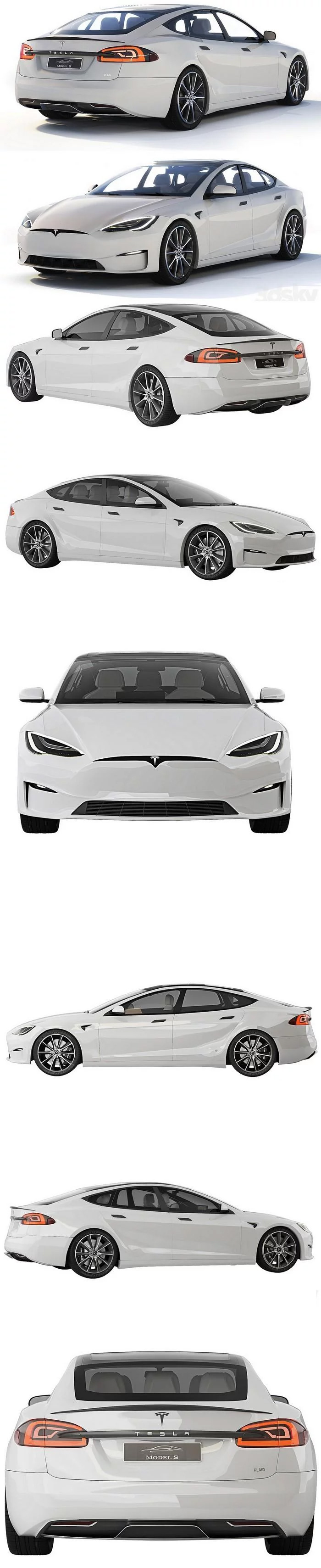 特斯拉 Model S 2021 3D模型-MAX | FBX | OBJ | TEX插图