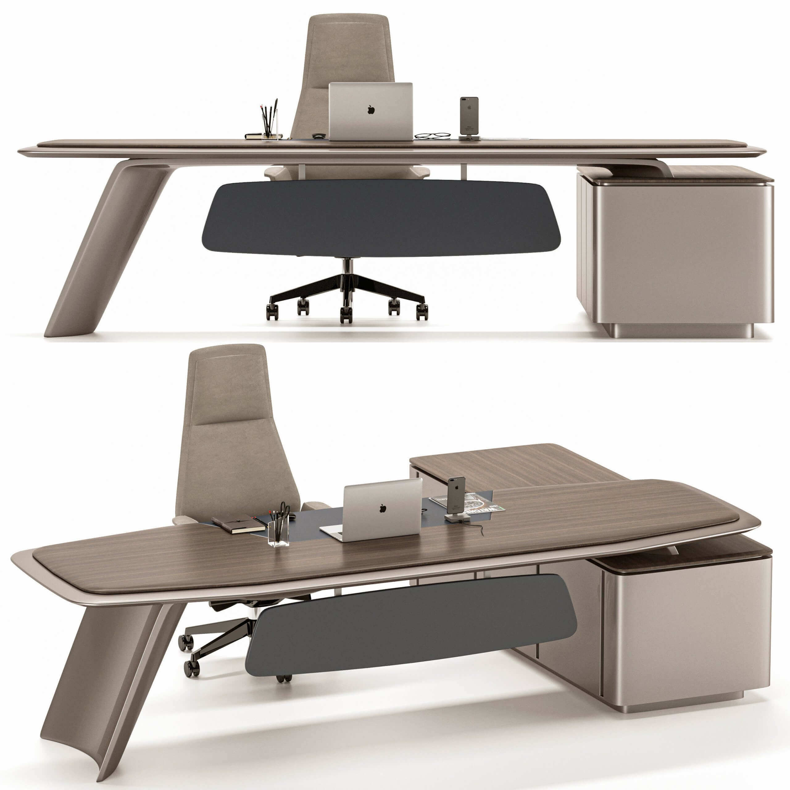 Gramy MG011经理办公桌椅 办公室家具3D模型（OBJ,MAX）插图