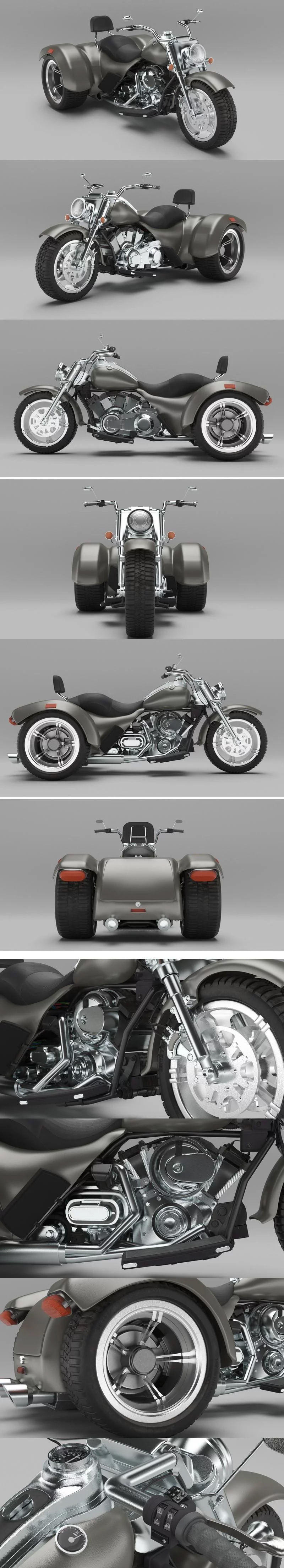 精细的逼真摩托车3D模型（OBJ,FBX,MAX）插图