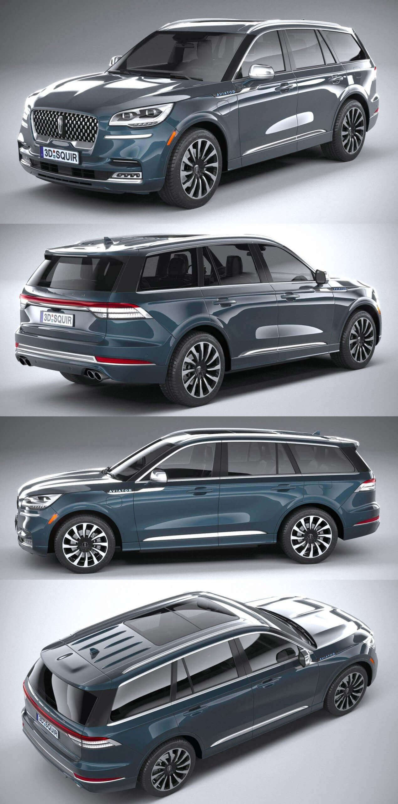 2020林肯飞行家Lincoln Aviator SUV汽车3D模型（OBJ,FBX,MAX,Blend）插图