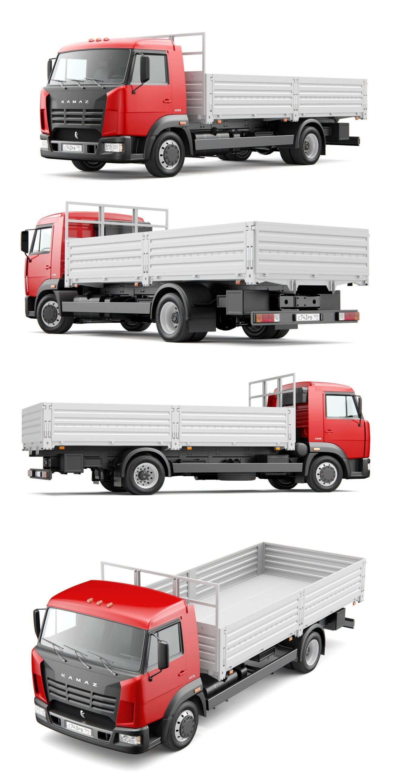 KAMAZ 4308卡车3D模型（OBJ,FBX,MAX）插图