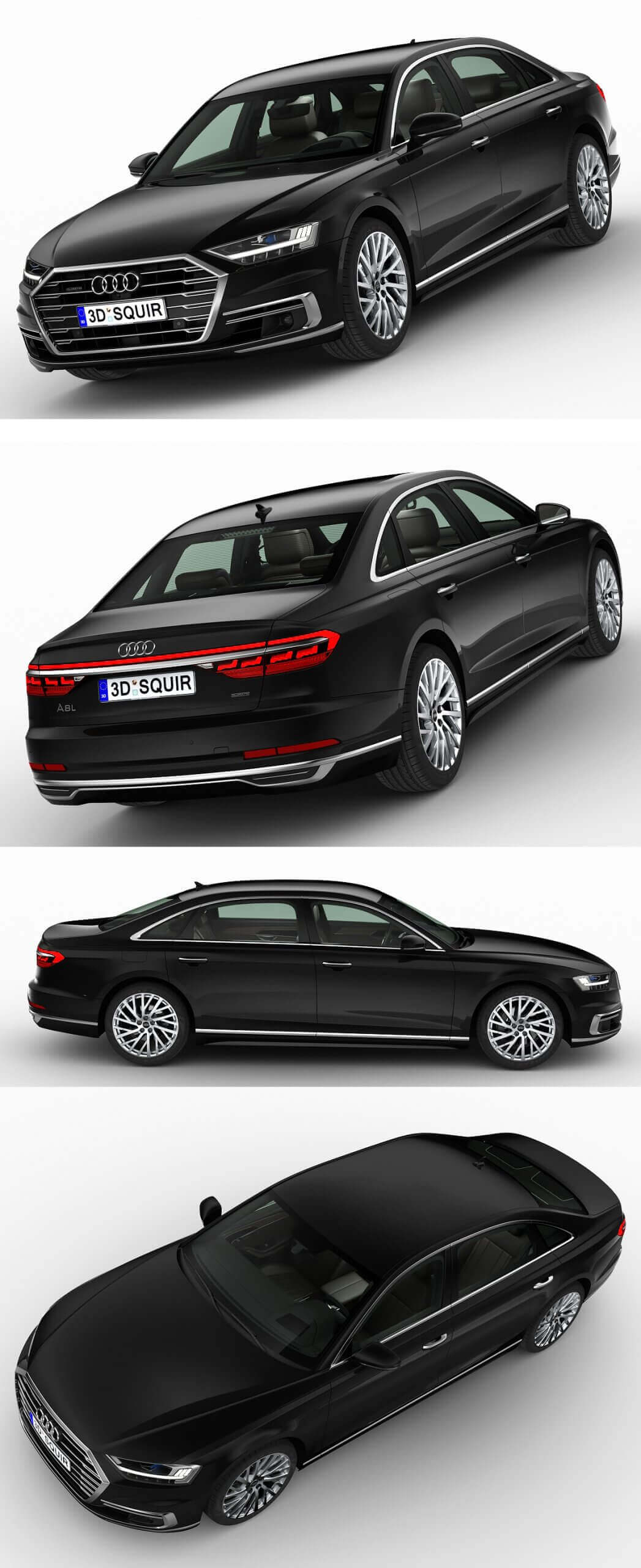 2018奥迪Audi A8L汽车3D模型（OBJ,FBX,MAX）插图