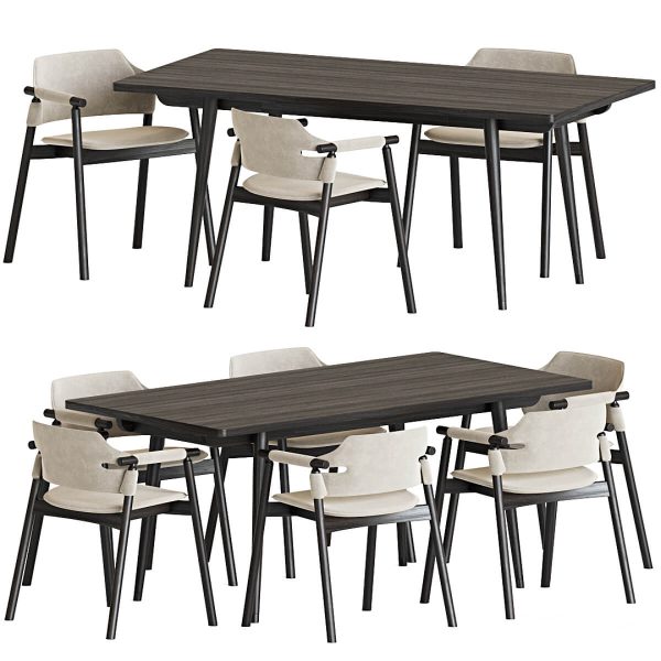 木质餐桌椅3D模型（OBJ,MAX）