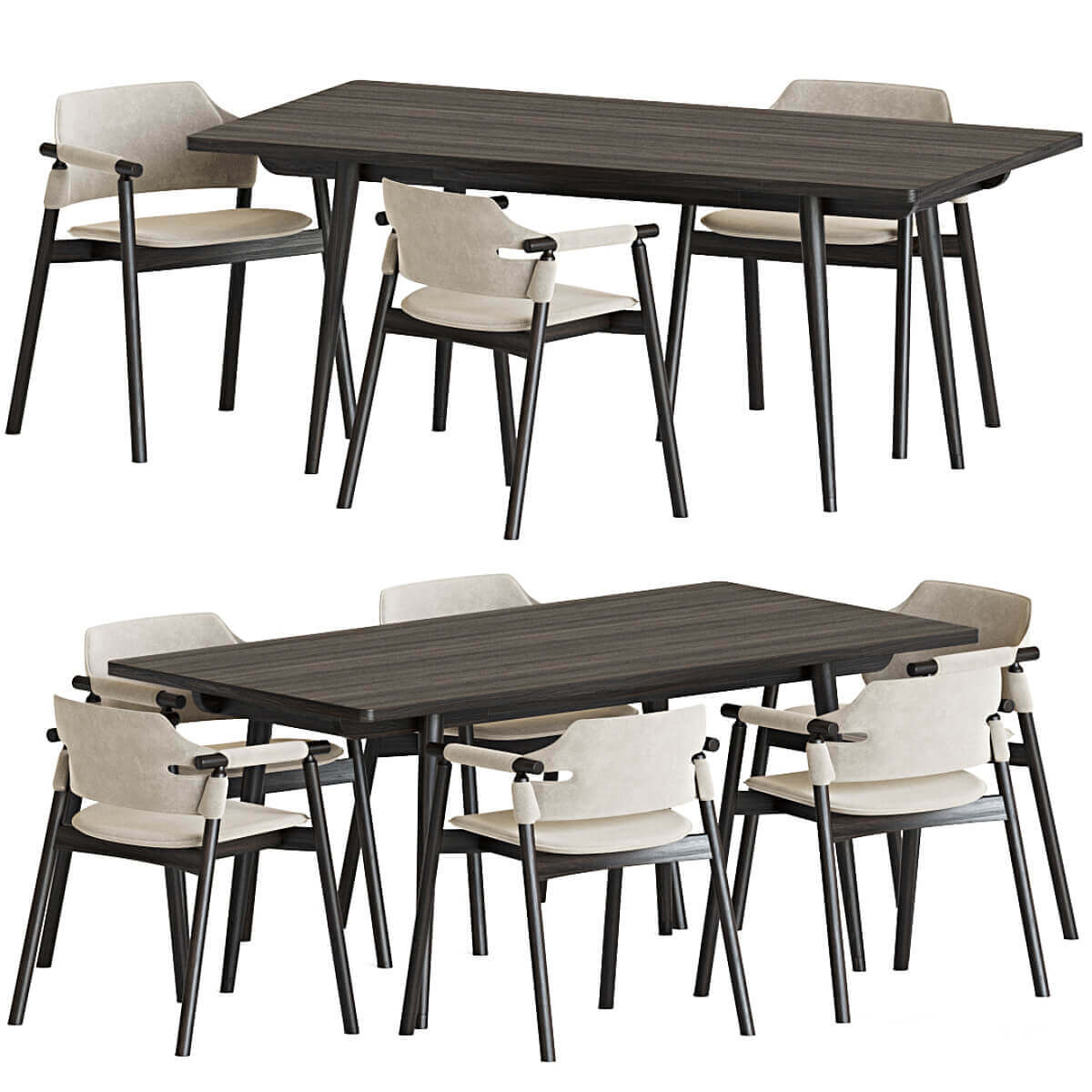 木质餐桌椅3D模型（OBJ,MAX）插图