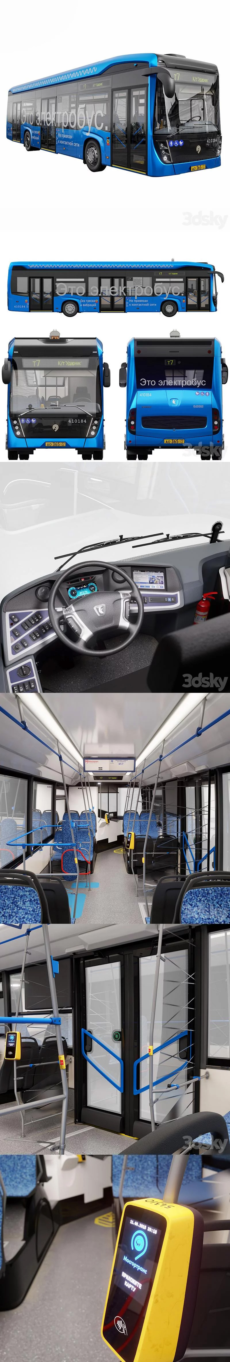 Electrobus Kamaz 6282 – 纯电公交车3D模型（MAX | FBX | OB）插图