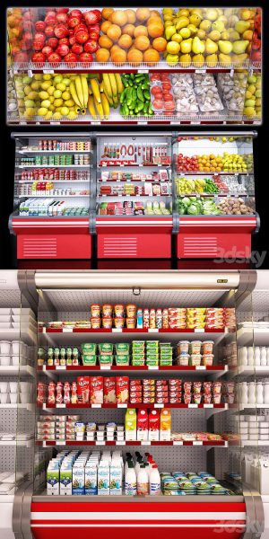 超市展示柜冷藏柜3D模型-（MAX,FBX ）