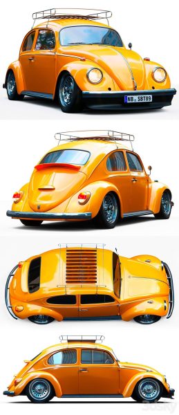 Volkswagen Beetle大众甲壳虫汽车3D模型（OBJ,FBX,MAX,C4D,LWO）