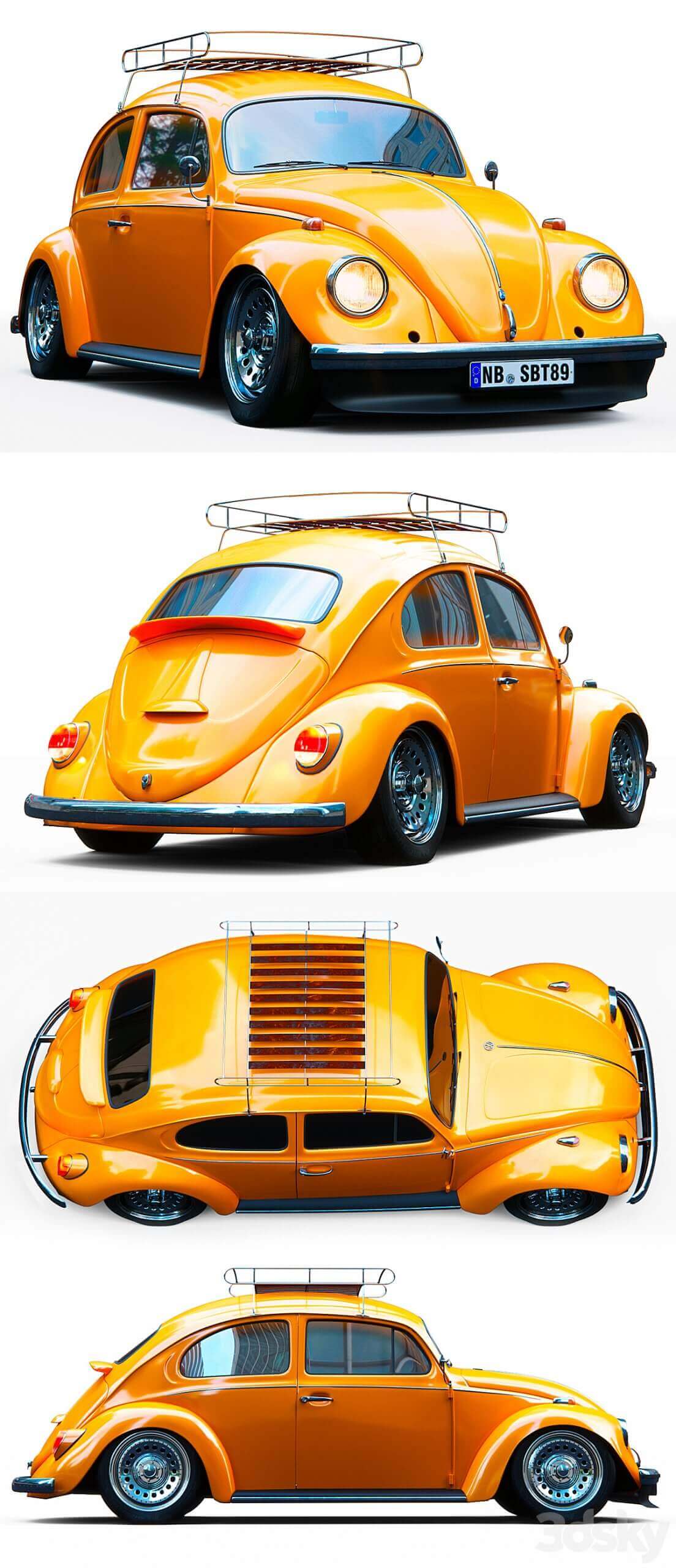 Volkswagen Beetle大众甲壳虫汽车3D模型（OBJ,FBX,MAX,C4D,LWO）插图