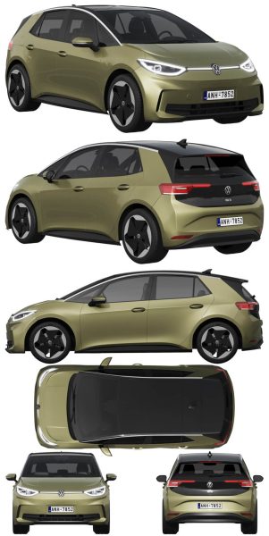 2024大众Volkswagen ID3 SUV汽车3D模型（OBJ,MAX）