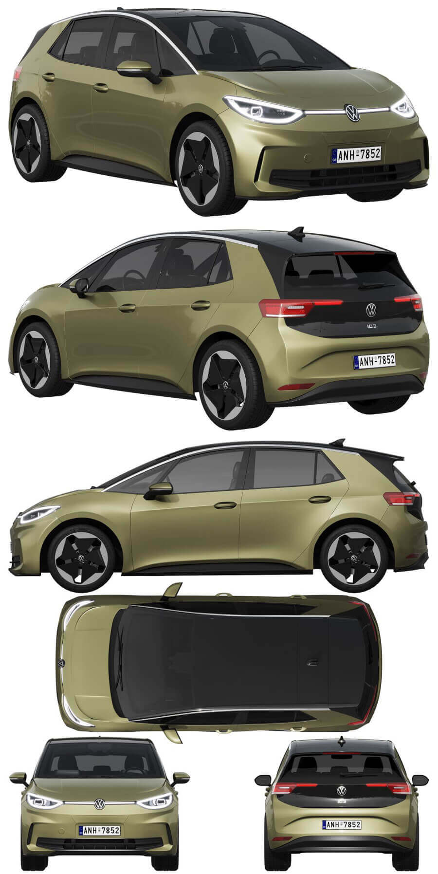 2024大众Volkswagen ID3 SUV汽车3D模型（OBJ,MAX）插图