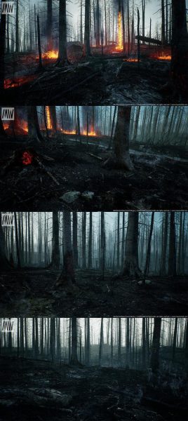 少见的被燃烧过的森林生物群系电影游戏3D模型-虚幻引擎