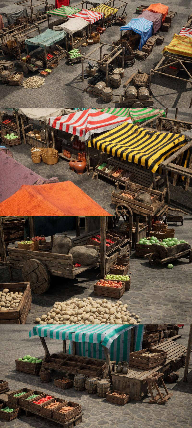 高品质的中世纪风格菜市场场景模型-虚幻引擎插图
