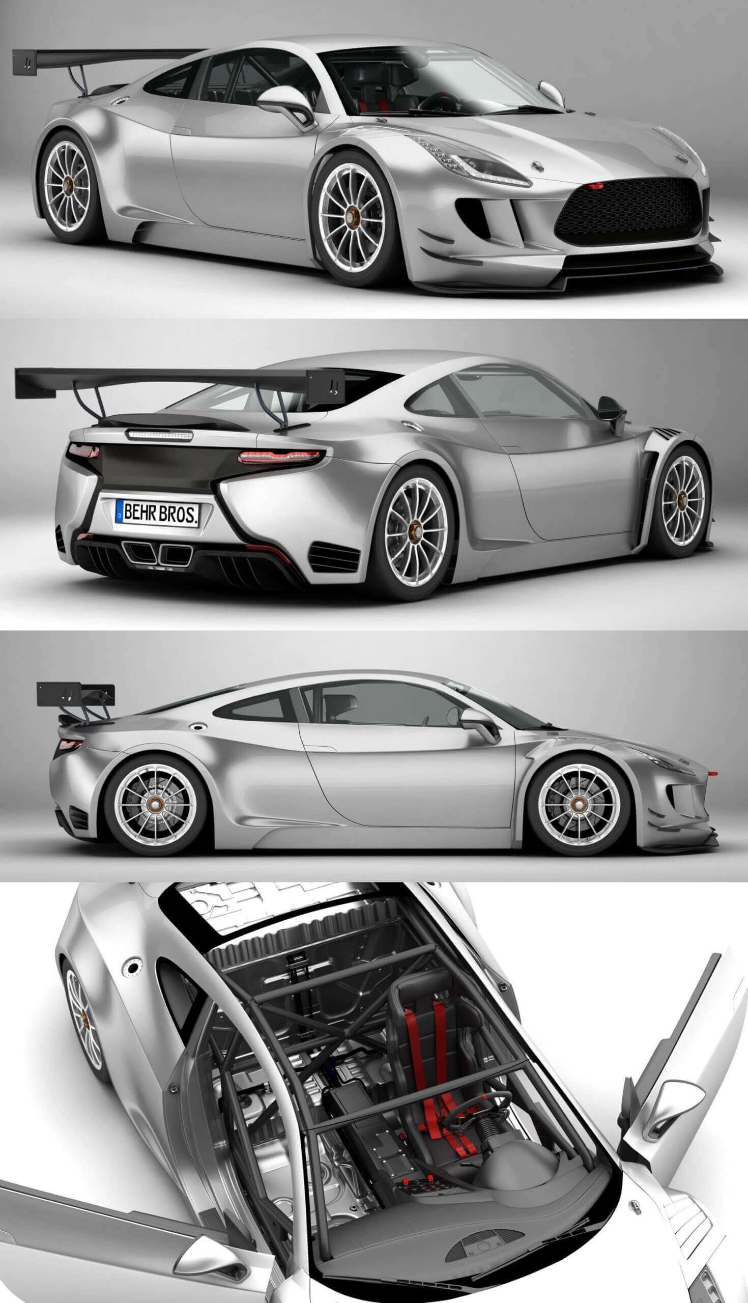 高品质的Generic Sports Car GT3跑车3D模型（FBX,MAX,C4D,LWO）插图