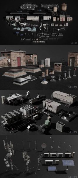 M3D 屋顶道具系列大集合– 3D 模型（FBX | OBJ）