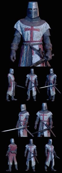 高品质的少见稀有中世纪十字军刺客信条骑士人物3D模型-MAX | FBX | OBJ