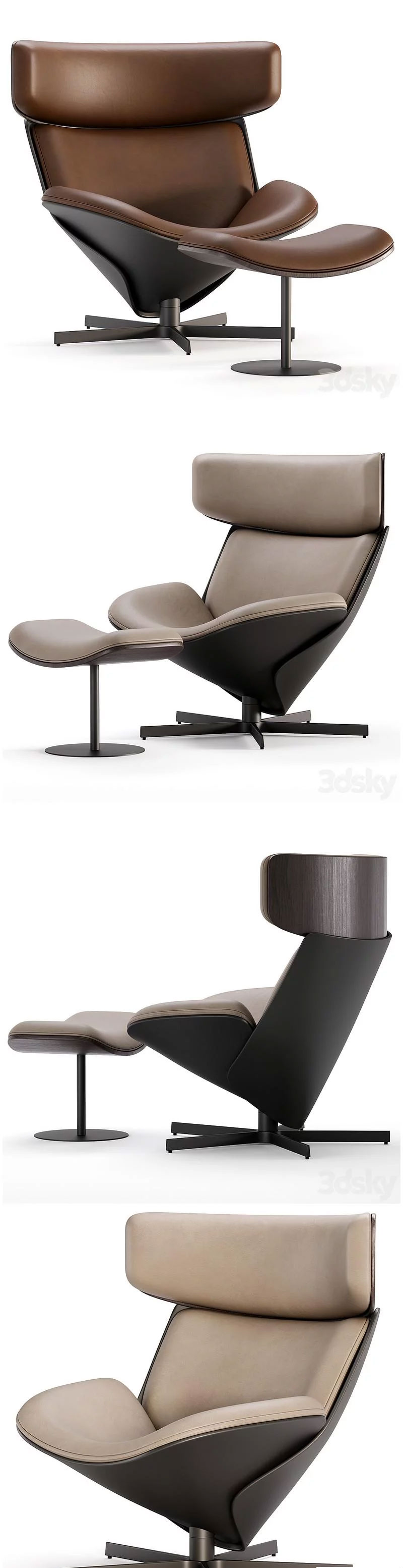 扶手椅阿尔莫拉 B&B Italia – 3D 模型（MAX | FBX | OBJ）插图
