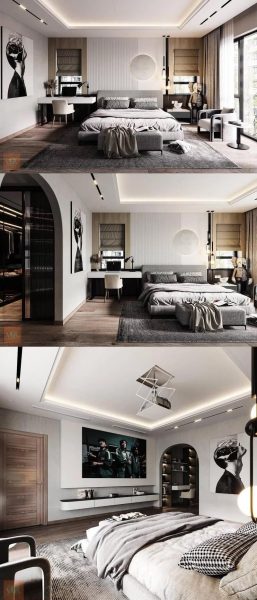 时尚高端简约现代风格的卧室装修3D模型-MAX
