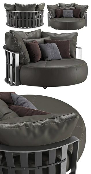 时尚高端圆形沙发3D模型-MAX、FBX