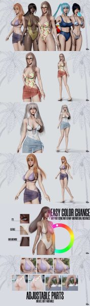 性感时尚海滩比基尼女孩3D模型大集合-虚幻引擎