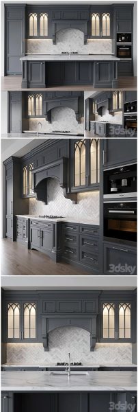 时尚高端经典厨房装修3D模型-MAX | FBX | OBJ