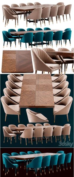 Garda Decor 餐椅和 Santa Barbara 桌子 – 3D 模型-MAX | FBX