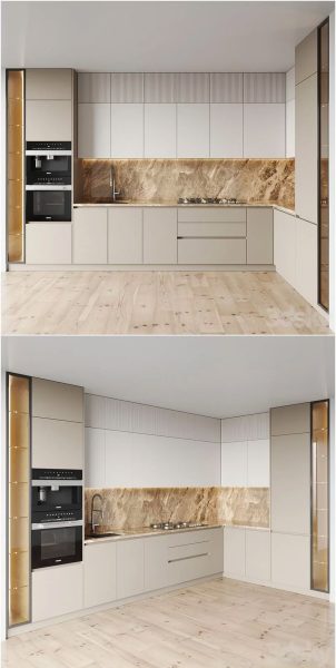 时尚清新优雅多用途的高品质现代风厨房装修3D模型-MAX | FBX