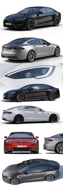 最新款Tesla model S Plaid 2023款汽车3D模型-MAX | FBX | OBJ