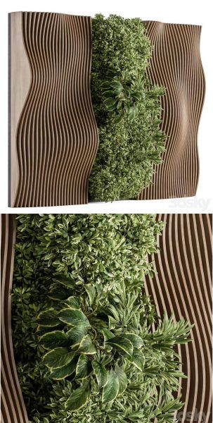 垂直花园木参数墙 – 墙面装饰 30 – 3D模型-MAX | FBX | OBJ