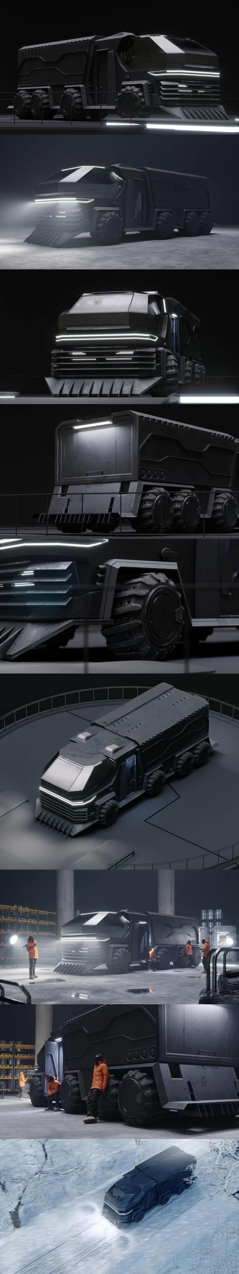 科幻未来赛博朋克卡车3D模型-MAX | FBX | OBJ，C4D插图