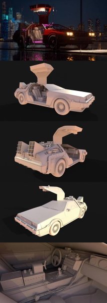 德罗宁回到未来汽车3D模型-MAX | FBX | OBJ