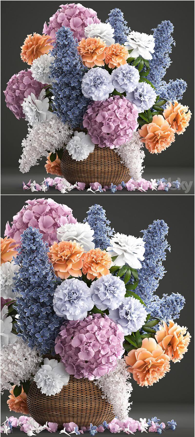 一束鲜花生态设计自然装饰餐桌装饰3D模型–MAX | FBX | OBJ插图