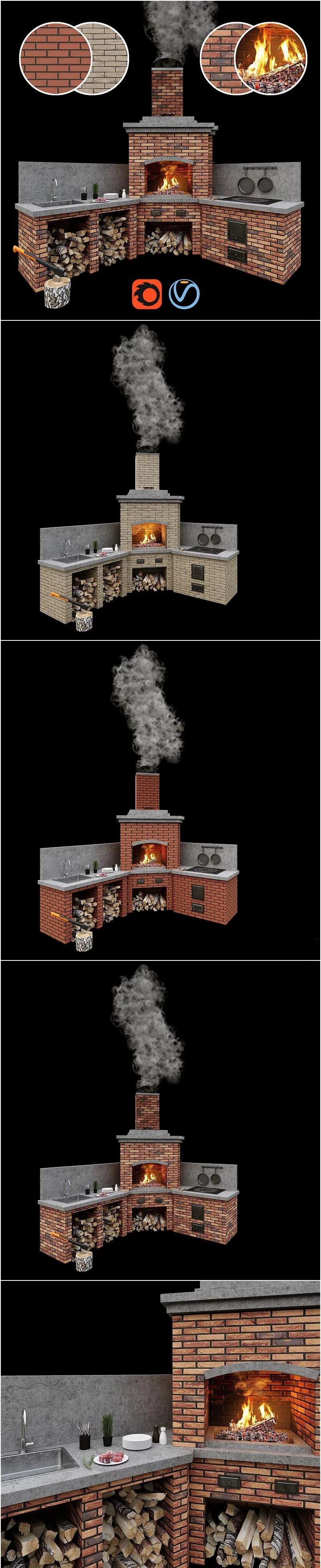 美式烧烤炉灶台3D模型–MAX | FBX | OBJ插图