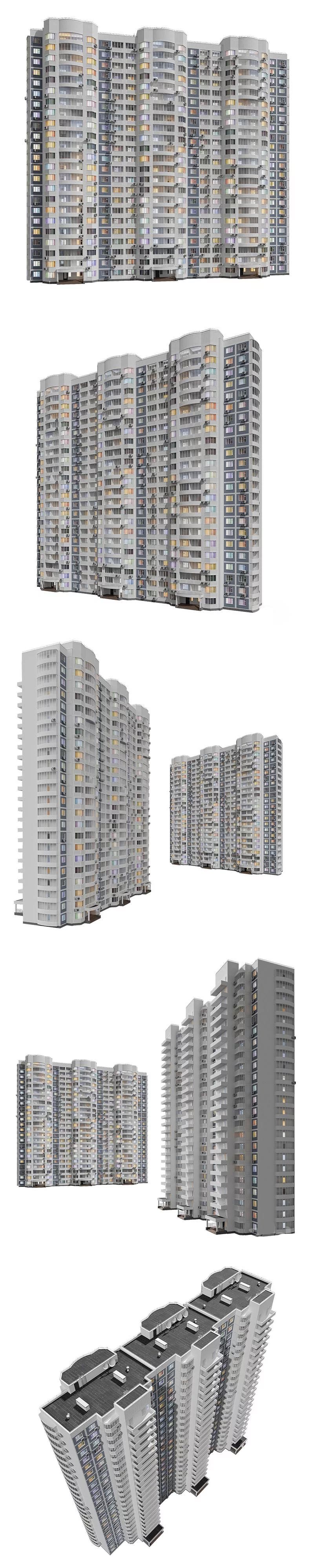 Kope M Parus 23层高层楼房3D模型-MAX | FBX | OBJ插图