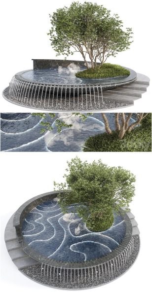 时尚高端喷泉温泉3D模型-MAX | FBX | OBJ