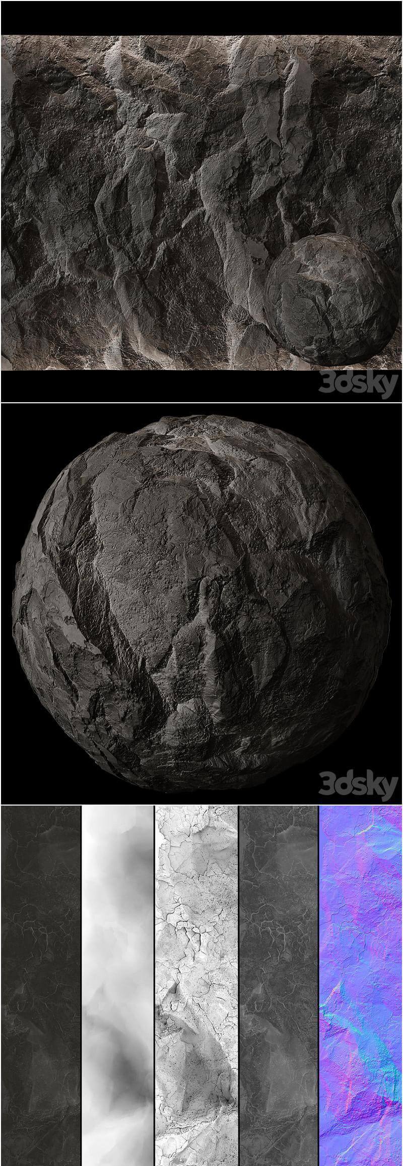 高品质的石崖墙3D模型-MAX | FBX | OBJ插图