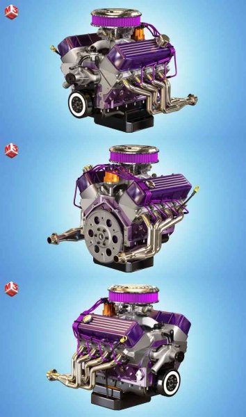 美系V8肌肉发动机四低多边形3D模型-MAX | FBX | OBJ