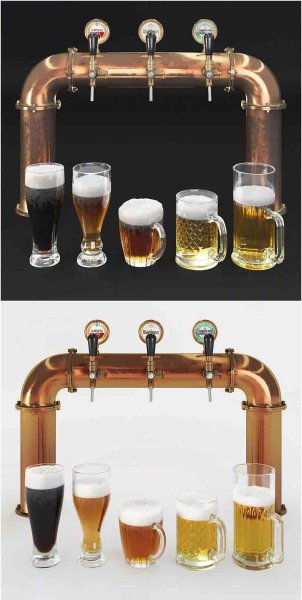 啤酒塔和啤酒杯3D模型-MAX | FBX | OBJ