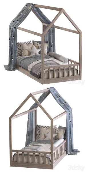 清新的房子形状的儿童床3D模型-MAX | FBX | OBJ