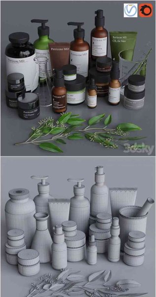 装饰浴室洗浴用品化妆品套装3D模型-MAX | FBX | OBJ