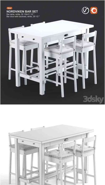宜家NORDVIKEN吧台和吧凳3D模型-MAX | FBX | OBJ