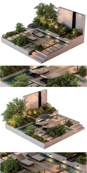 高品质的时尚高端洋房别墅景观家具后院3D模型大集合-MAX | FBX | OBJ