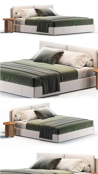 优雅时尚高端现代风格的床3D模型-MAX | FBX | OBJ